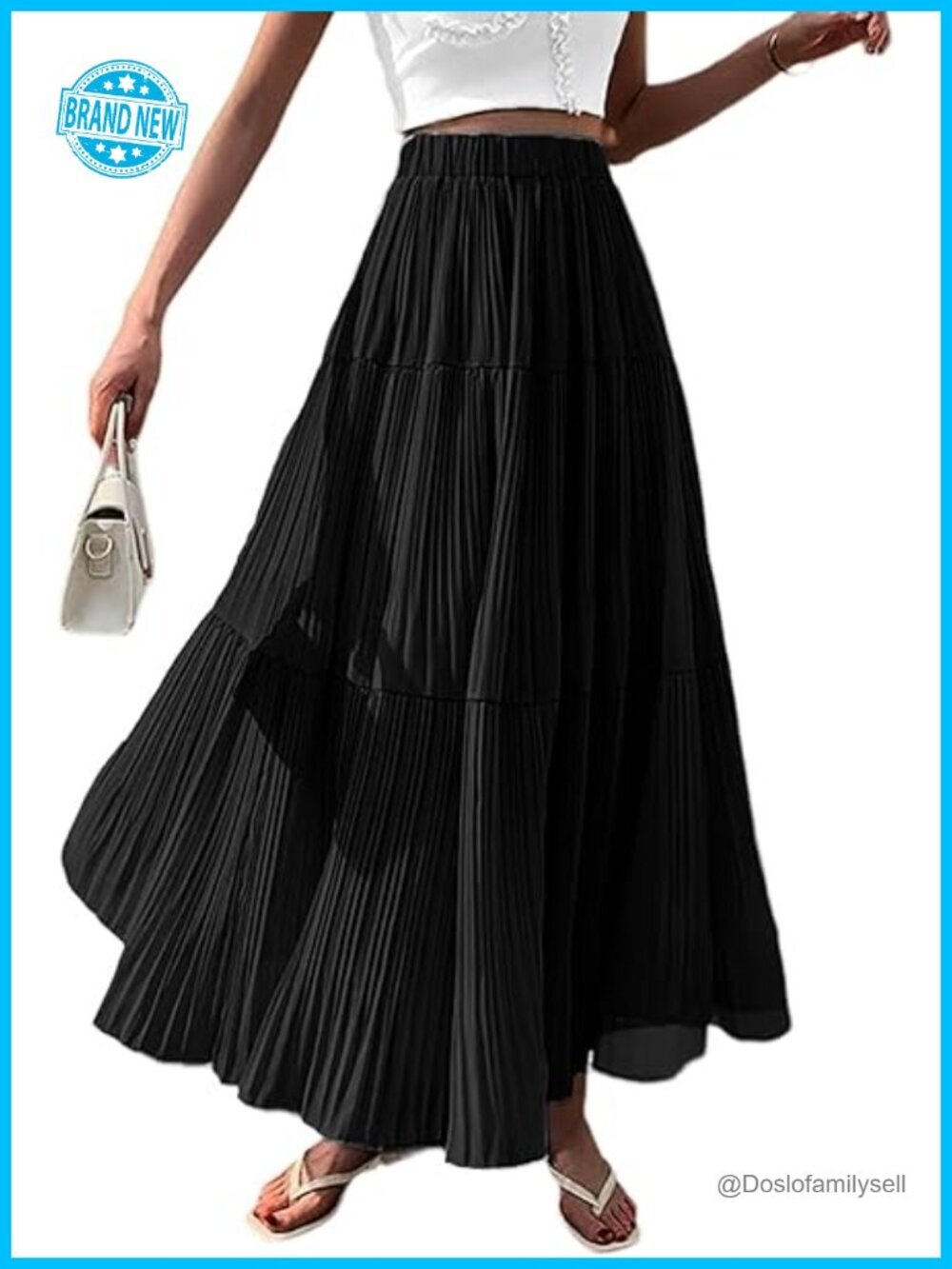 Women's Tiered A-Line Maxi Tulle Skirt Elastic High Waisted Flowy Long Skirt